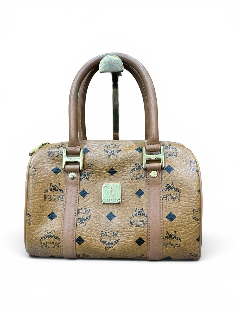 Vintage MCM Visetos Mini Boston Bag Cognac Monogram Satchel Made In Korea